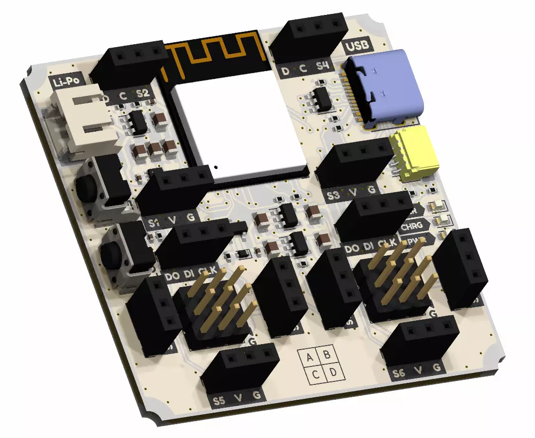 Crabik Slot ESP32-S3 board render